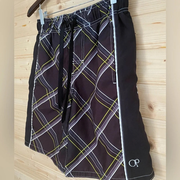 OCEAN PACIFIC Men's Size 28-30 Black Pattern Board Shorts Swim Trunks - Picture 1 of 8